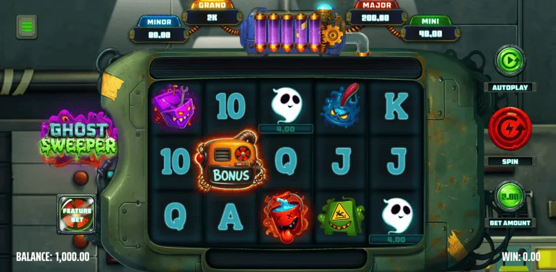 Ghost Sweeper - ecranul principal de joc cu grila 5x3